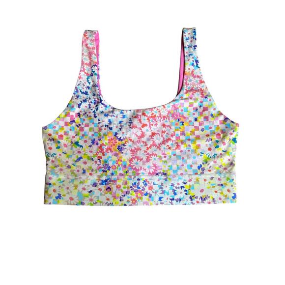 NWT Fabletics Harlyn Reversible Pink & Floral Moisture Wicking Sports Bra Med - Picture 2 of 6